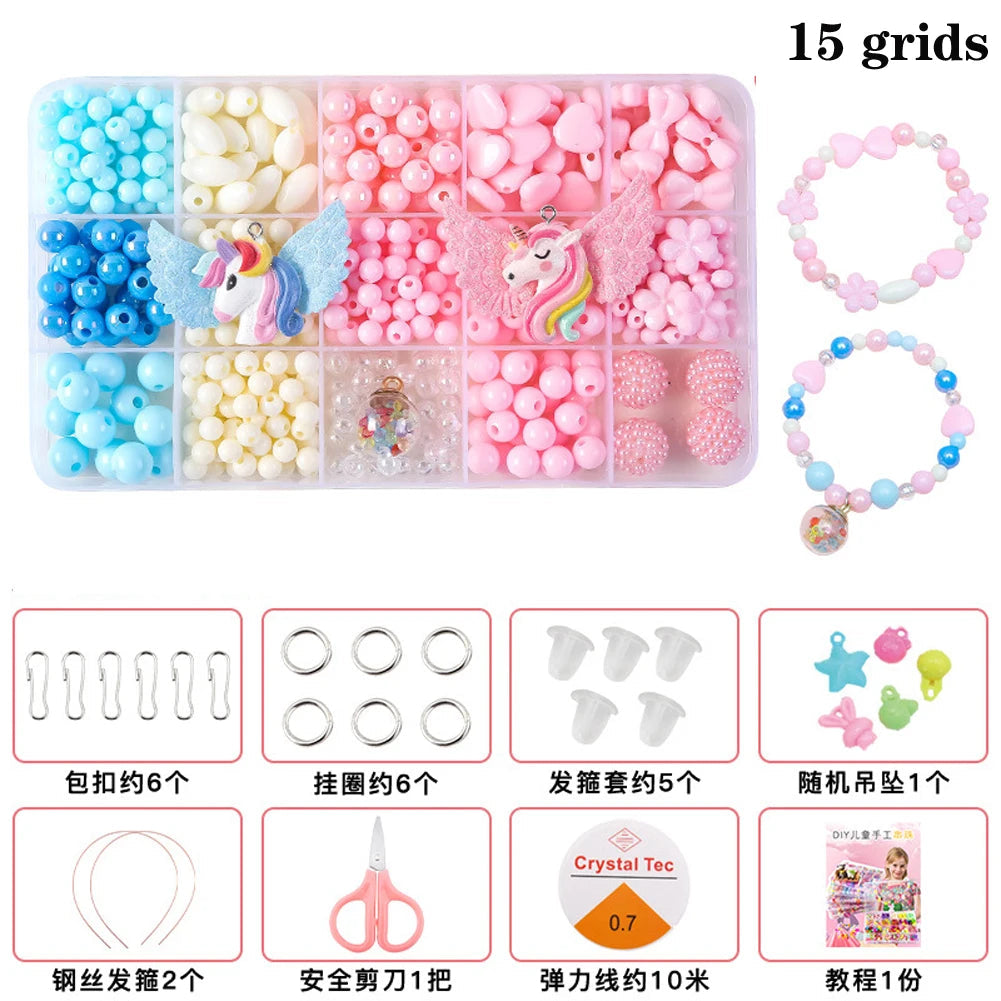 500pcs DIY Handmade Beaded Children's Toy Creative Loose Spacer Beads Crafts Making Bracelet Necklace Jewelry Kit Girl Toy Gift Good Vibrations