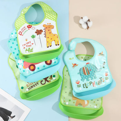 Baby food bib Baby waterproof bib three-dimensional detachable food food pocket Child child saliva pocket Good Vibrations