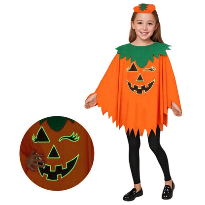 Halloween Kids Cosplay Costume White Black Luminous Ghost Luminous Face Cape Shawl Party Dress-Up Costume Boys Cape Girl Skirt Good Vibrations