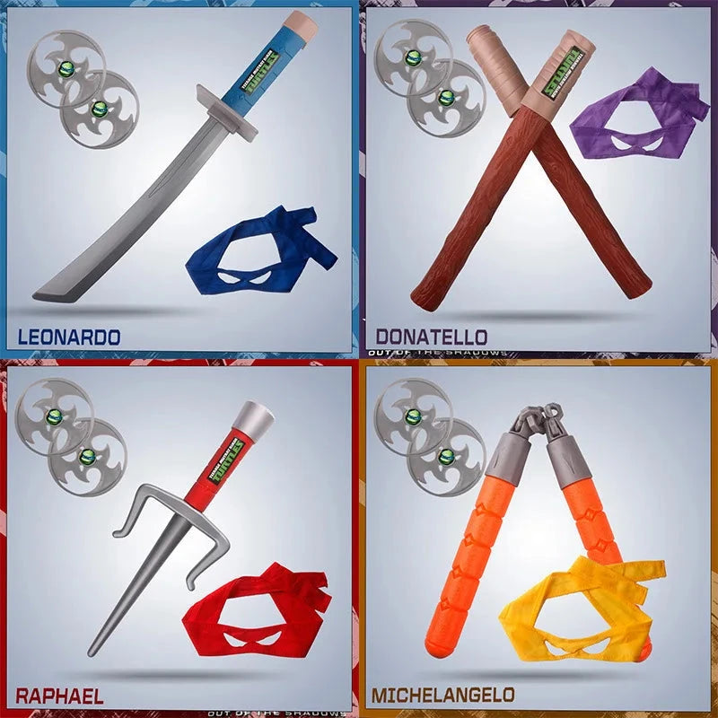 Teenage Ninja Turtles Eye Mask Nunchaku Darts Knife And Knife Can Anime Cosplay Wear Children's Performance Weapons Props Gifts Good Vibrations