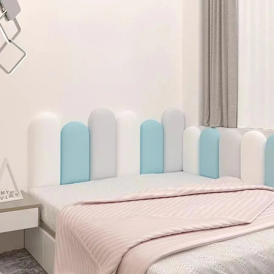 1PC 7.87inx15.75in Bed Headboards Anti-collision Wood Wall Panels  Bed Head Headboard Stickers Tete De Lit Good Vibrations