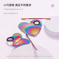 1set Stainless Steel Nail Makeup Palette Colorful Palette with Spatula Stick Nail Polish Mixing Plate Foundation Eyeshadow Mixer Good Vibrations