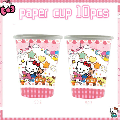 Hello Kitty Birthday Party Decoration Disposable Tableware Cup Plate Tablecloth Balloons Baby Shower Girls Party favors Supplies Good Vibrations