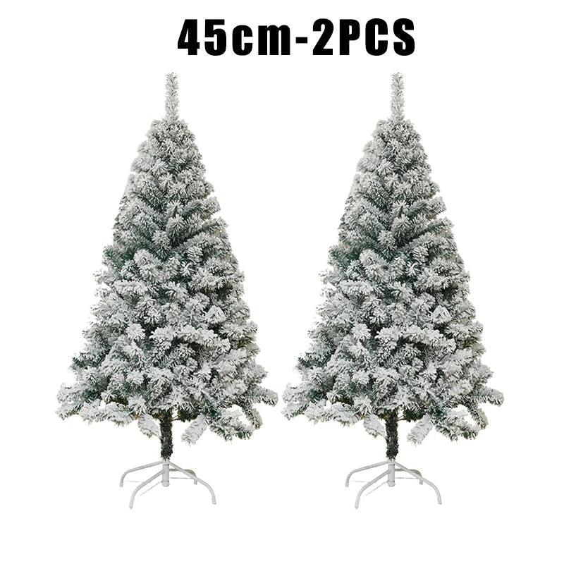 White Flocked PVC Christmas Tree Realistic Snow Effect Artificial Pine Xmas Tree for Shop Window Display Decoration Good Vibrations