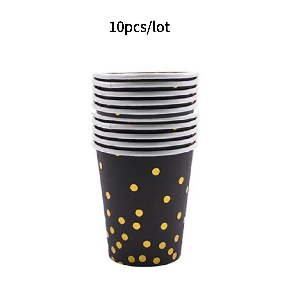 10PCS Colored Paper Cups Gold Dot Pink Blue Disposable Cup Wedding Birthday Party Disposable Tableware Disposable Paper Cup Set Good Vibrations