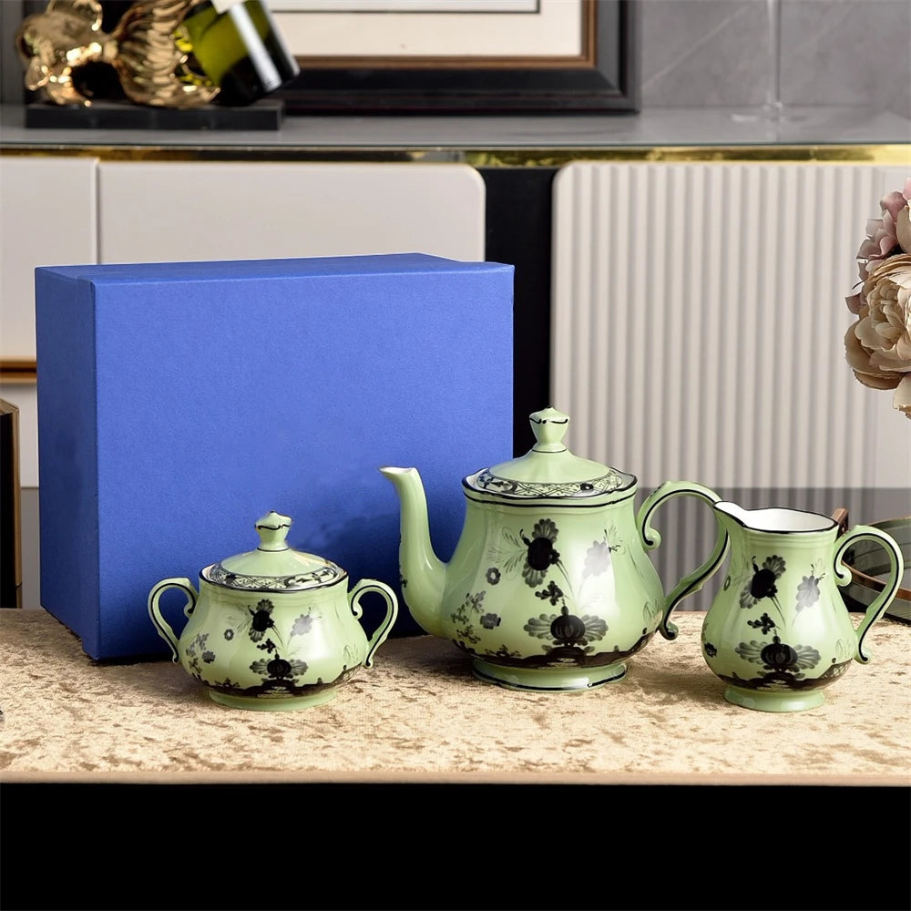 Italian Ceramic Tableware Household Jewelry Box Teapot Sugar Pot Milk Pot Kitchen Supplies Dim Sum Plate Fruit Plate Tableware Good Vibrations