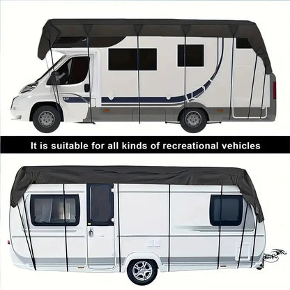 210D Oxford Cloth RV Roof Protective Cover Black Foldable RV Resistant Sunscreen RV Waterproof Roof Tear Supplies Cover S5M5 Good Vibrations