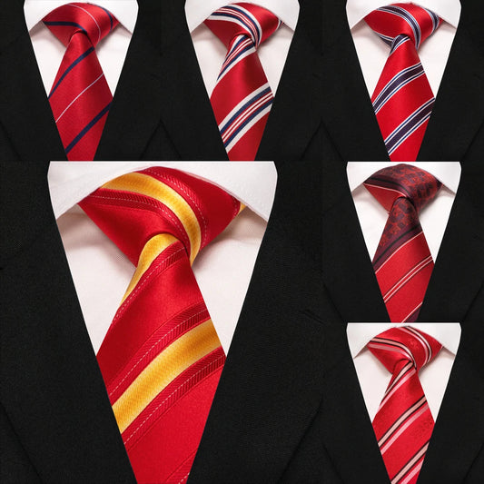 EASTEPIC Men's Gifts of Striped Ties Red Neckties for Gentlemen in Fine Apparel Fashionable Accessories for Social Occasions Good Vibrations