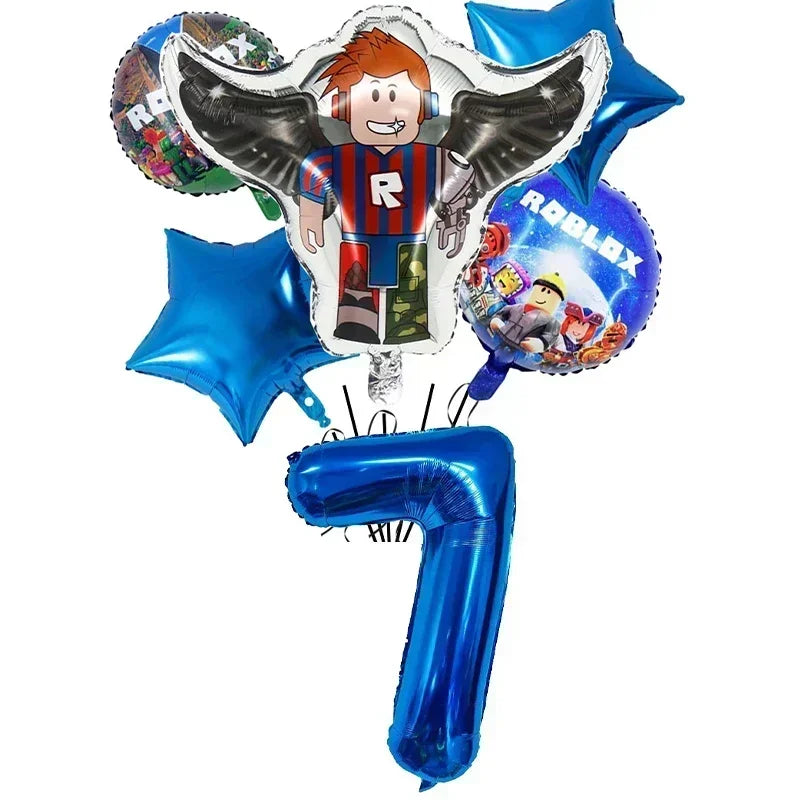 Game Roblox Cartoon Party Theme Birthday Supplies Balloon Banner Cake Topper Tableware Set Decorative Anime Peripheral Gifts Good Vibrations