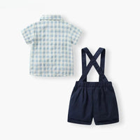 Performance Outfit for Boys Summer Short Sleeve Top Set Suspenders T-Shirt Kids Clothes Baby Gentleman Bow Tie Toddler Two-Piece Good Vibrations