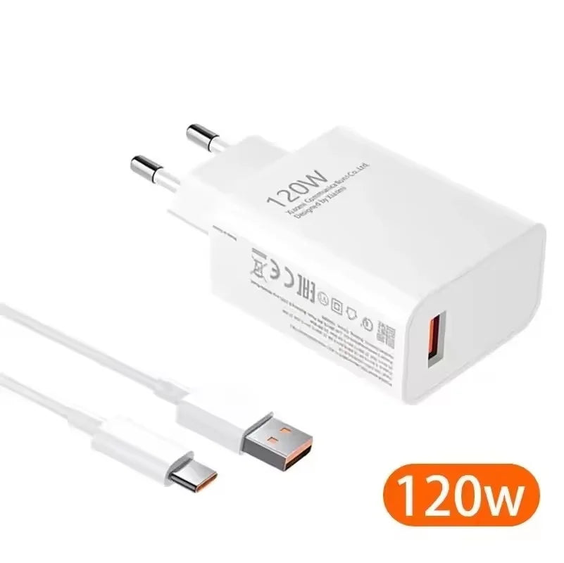 120W Ultra Fast Charger QC 5.0 EU Plug 6A Type C Cable 67W 55W 33W Rapid Charging Adapter For iPhone Huawei 2025 Good Vibrations