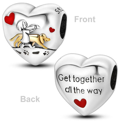 Heart Shape 925 Sterling Silver Family Lover Affection Pendant Charm Beads Fit Original Bangle Bracelet DIY Jewelry For Women Good Vibrations