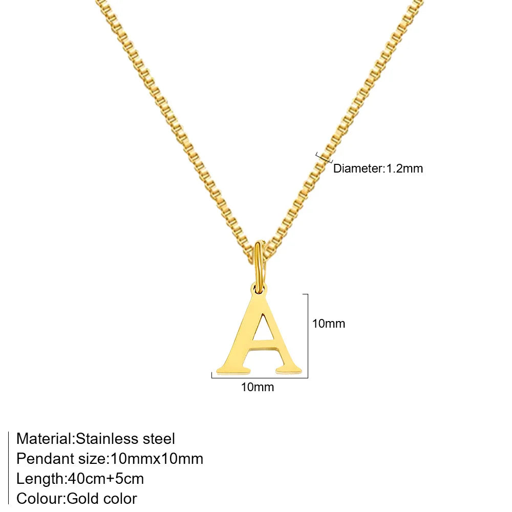 A-Z Initial Necklace 18K Gold Plated Necklace Cute Letter Stainless Steel Necklace for Women Good Vibrations