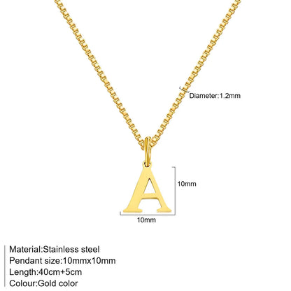 A-Z Initial Necklace 18K Gold Plated Necklace Cute Letter Stainless Steel Necklace for Women Good Vibrations