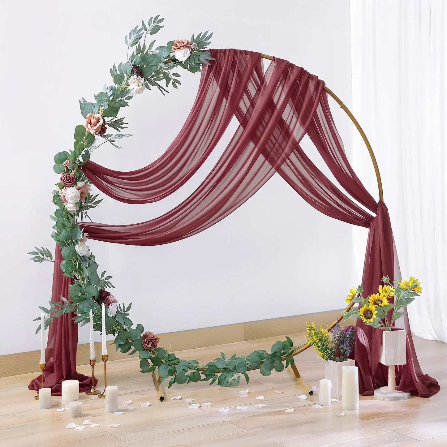 Wedding Arch Draping Fabric for Ceremony Reception Arch Decorations Chiffon Sheer Fabric Backdrop Curtains Party Bridal Shower Good Vibrations