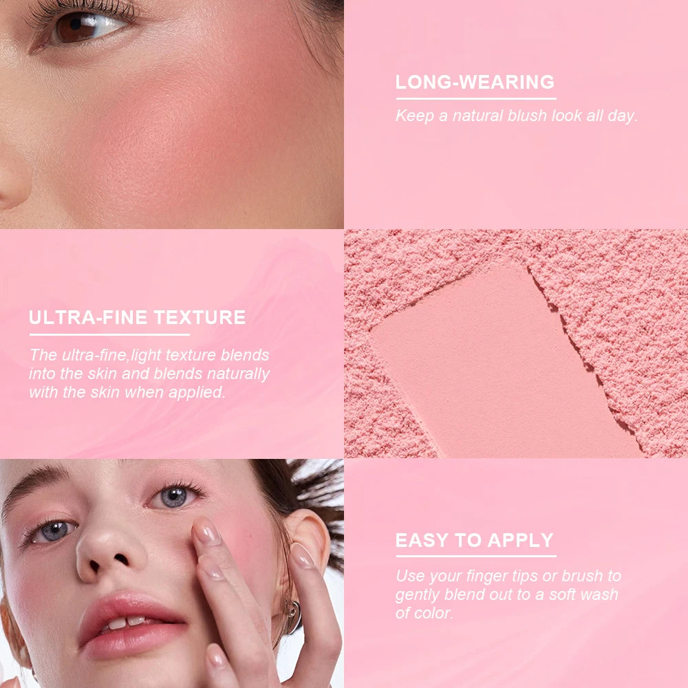 USHAS Blush Plate, 2-Color Optional, Long-lasting Waterproof, Silky and Delicate, Natural Makeup Effect, 3-in-1 Multi-Purpose Good Vibrations