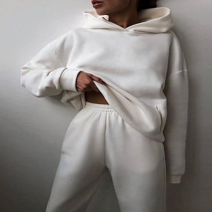 Women Two Piece Sets Tracksuit 2022 Autumn Casual Solid Long Sleeve Hoodie Sweatshirts Female Fashion Oversized Trouser Suits Good Vibrations
