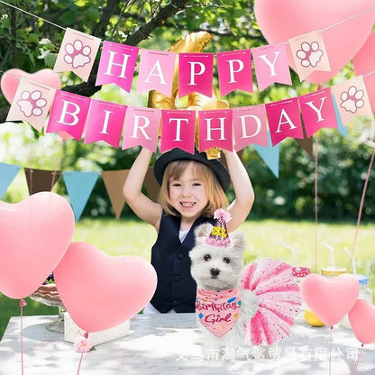 Pet Birthday Party Set Skirt Hat Bowtie for Dogs Gift Celebrating Pet Products Supplies All for Pets Puppy Cats Party Wholesale Good Vibrations