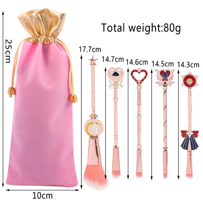 5pcs/set Kawaii Sailor Moon Makeup Brushes Kits Foundation Powder Blush Eyeshadow Kabuki Blending Make Up Brush Beauty Tools Good Vibrations