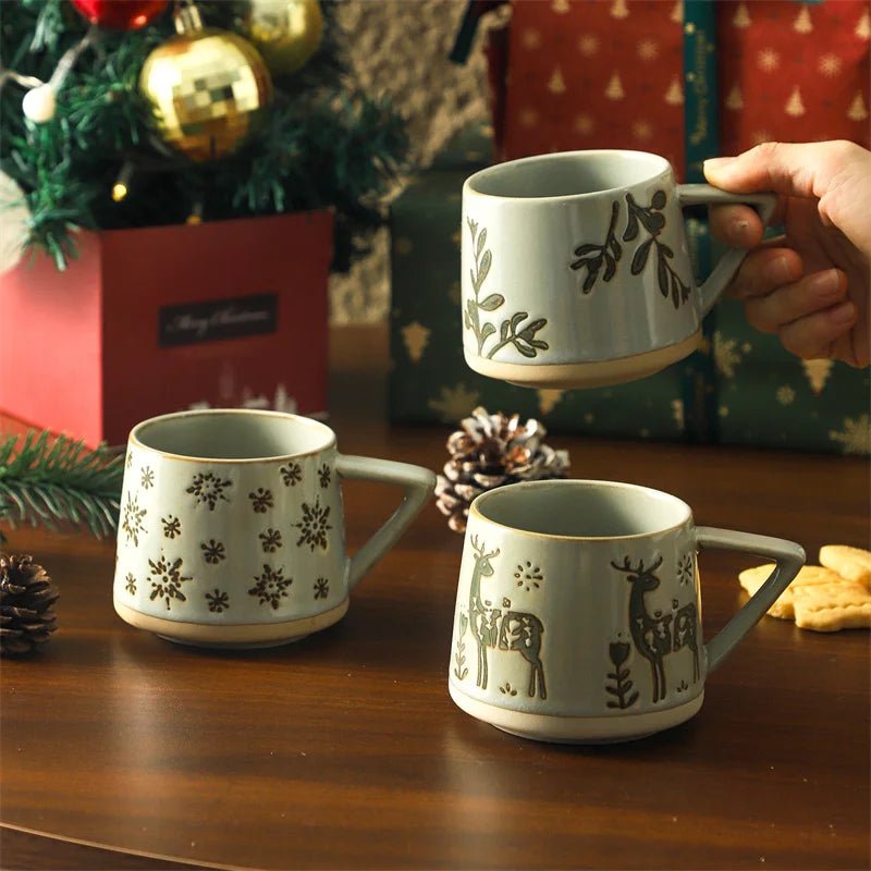 300ml Christmas Gift Creamic Mug Milk Water Cup Breastfast Coffee Mugs Office School Mugs for Drink Holiday Kitchen Drinkware Good Vibrations