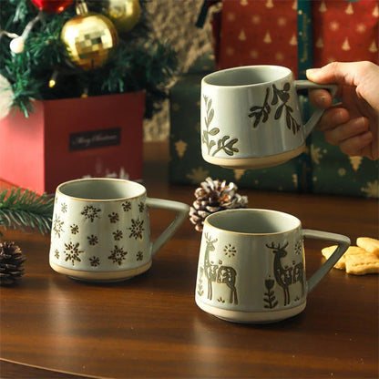 300ml Christmas Gift Creamic Mug Milk Water Cup Breastfast Coffee Mugs Office School Mugs for Drink Holiday Kitchen Drinkware Good Vibrations