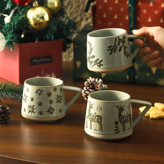 300ml Christmas Gift Creamic Mug Milk Water Cup Breastfast Coffee Mugs Office School Mugs for Drink Holiday Kitchen Drinkware Good Vibrations