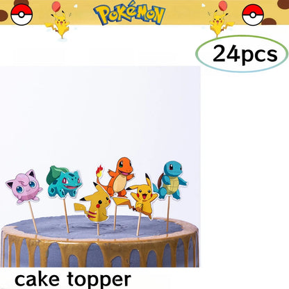 Pokemon Birthday Party Decorations Pikachu DIY Sticker Tableware Plate Tablecloth Baby Shower Kids Favors Gifts Party Supplies Good Vibrations