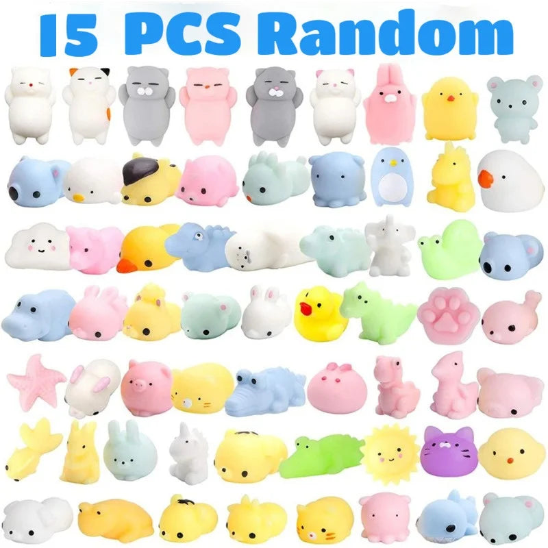 15PCS Kawaii Squishies Mochi Anima Squishy Toys For Kids Antistress Ball Squeeze Party Favors Stress Relief Toys For Birthday Good Vibrations