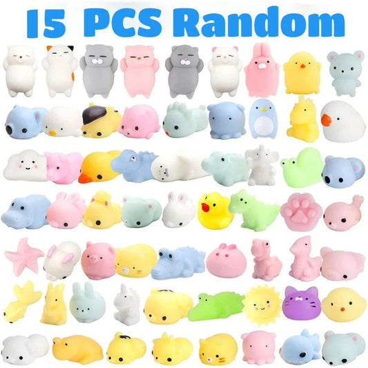 15PCS Kawaii Squishies Mochi Anima Squishy Toys For Kids Antistress Ball Squeeze Party Favors Stress Relief Toys For Birthday Good Vibrations