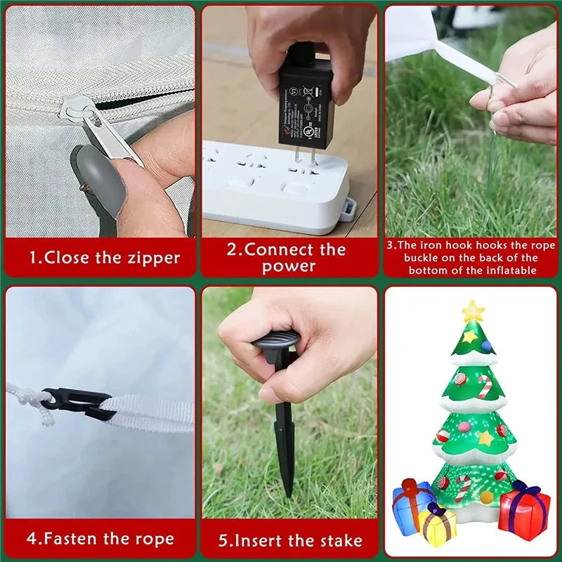 7FT/2.1M Xmas Inflatable Decoration 3 Gift Boxes Christmas Trees with Snow LED Lights Indoor Party Outdoor Garden Props Ornament Good Vibrations