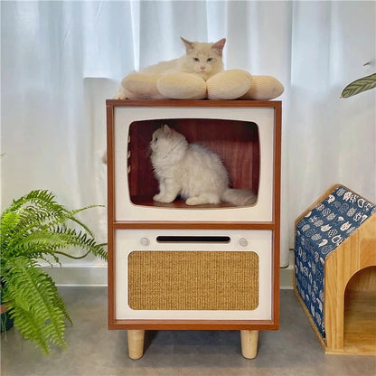 Solid Wood Cat Beds Creative Cat Furniture Bed House Pet Kitten Cats Home Houses Pets Supplies Hiding Beds Tunnel Rooms Houses Good Vibrations