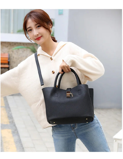 Woman shoulder bag Large capacity Handbag for Women Crossbody bag Lychee pattern PU Portable bucket bag ladies messenger bags Good Vibrations
