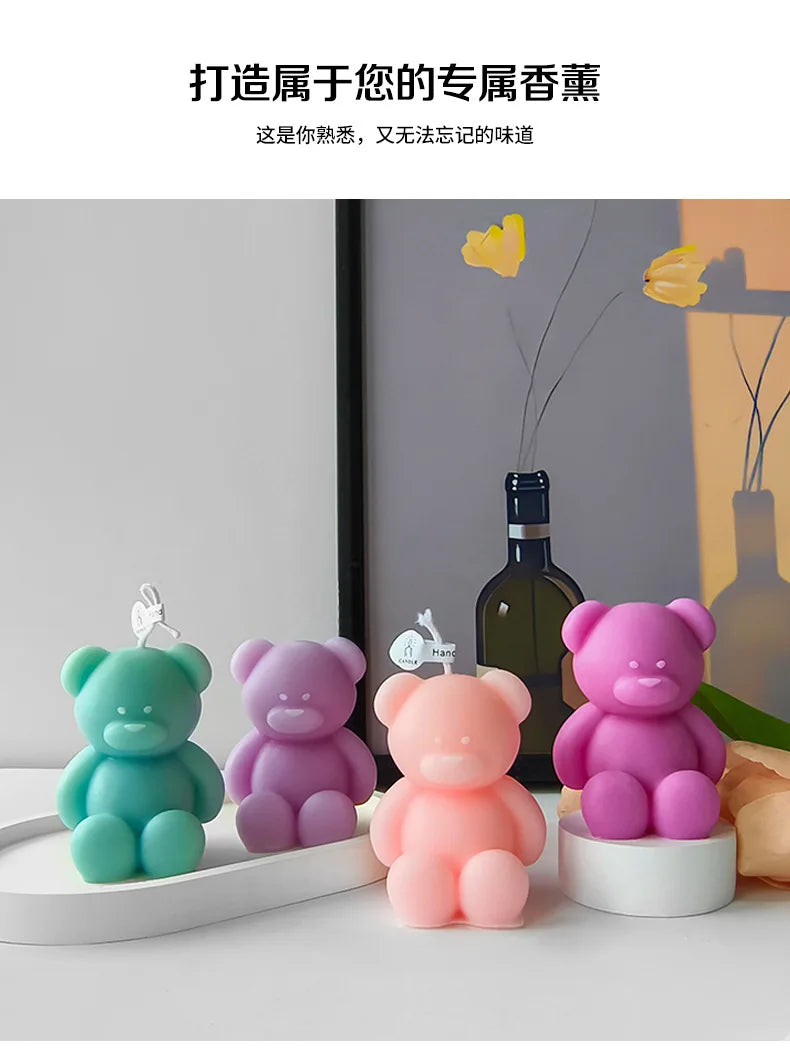 1pc Lovely Bear Aromatherapy Candles for Home Decoration Lovely Scented Candle Photography Props Festival Home Ornaments Good Vibrations