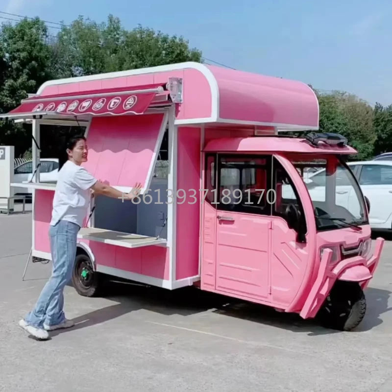 Electric Enclosed Tuk Electric Tricycle Big Space Vending Snack Food Cart Mobile Fast 3 Wheel Food Truck Tricycle Good Vibrations