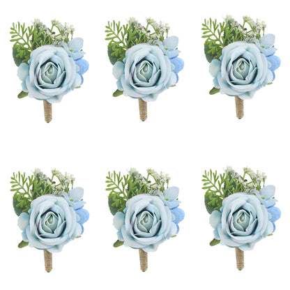 Boutonnieres Flowers Artificial Roses Silk White Ivory Corsage Buttonhole Groomsmen Boutonniere for Men Wedding Accessories Good Vibrations