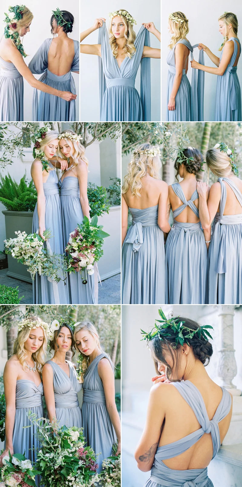 BABYONLINE Sexy Bridesmaid Dress Infinity Style Convertible Halter V neckline Gown Sleeveless Multiway Wrap Changable Guest Gown Good Vibrations