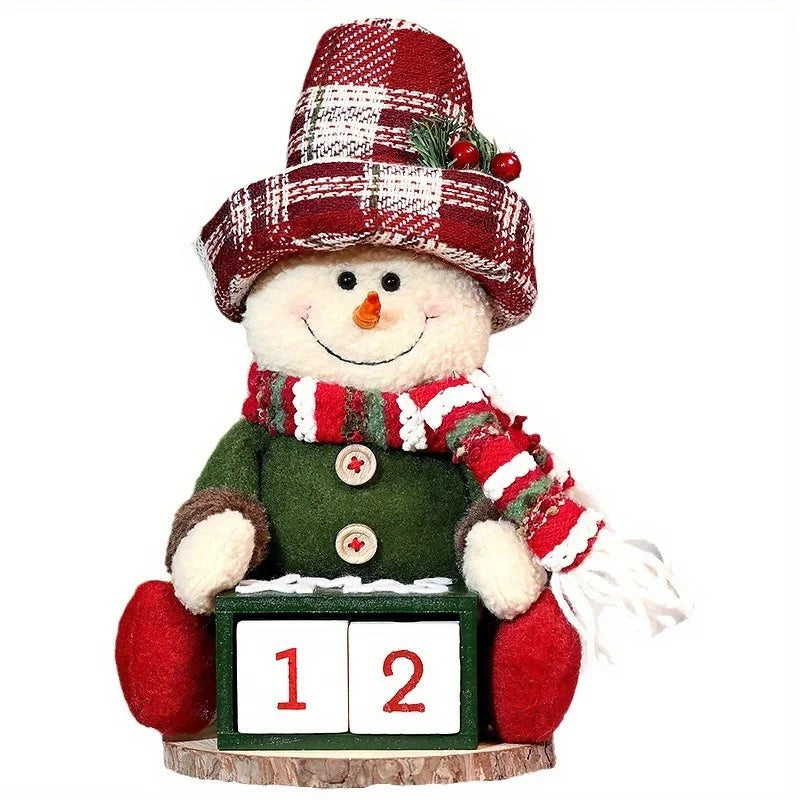 Christmas Advent Calendar Santa Claus Wooden Christmas Ornament Snowman Non Woven Fabric Countdown Calendar Desktop Decoration Good Vibrations