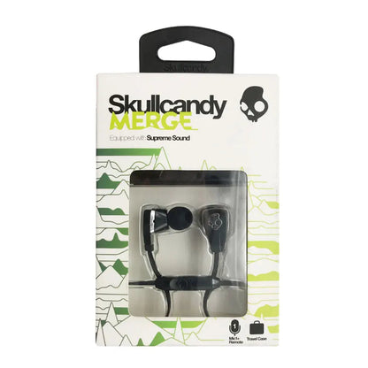 Original New Skullcandy Merge Wired Earphone High Sound Quality Wired In-Ear Earphone with 3.5mm Audio Jack, Black Color. Good Vibrations