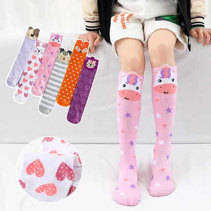 toddler child high knee Socks Three-dimensional cute Cartoon fox cat unicorn Cotton Over knee kids baby girls Sock Spring Autumn Good Vibrations
