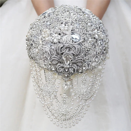 Luxury Silk Wedding Flowers Rhinestone Jewelry  Brooch Bouquet Bridal Wedding Dress Wedding Bouquet Good Vibrations