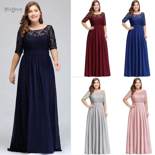 Women Plus Size Lace Chiffon Bridesmaid Dresses Long For Wedding Elegant A Line Evening Party Gown Guest Prom Vestidos De Soiree