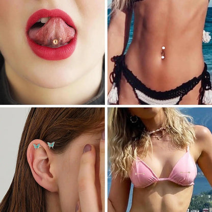 Bobisty Nipple Piercing Jewelry Stainless Surgical Steel Tongue Rings Ball Heart Butterfly Belly Barbell Body Jewelry for Women Good Vibrations