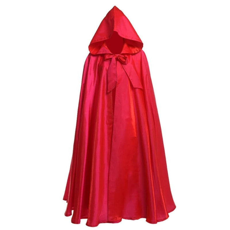 Halloween Party Costume Women Men Adult Long Robe Hooded Cloak Witchcraft Christmas Holiday Solid Color Medieval Cape Good Vibrations