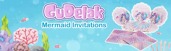 Mermaid Birthday Invitations Girls,3D Pearlescent Invitations Mermaid Party Supplies for Under the Sea Ocean Party Decorations Good Vibrations