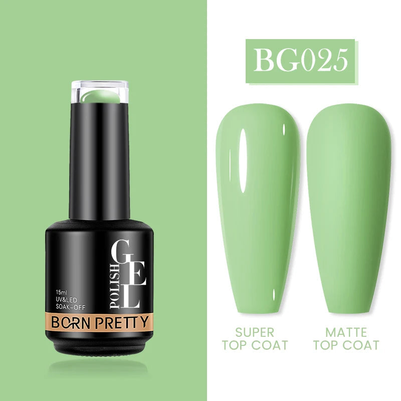 BORN PRETTY Milky Pink Rubber Base Gel Nail Polish Glitter 15ml Semi-Permanent Varnish Soak Off Self Leveling UV LED Gel Good Vibrations