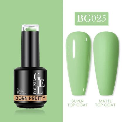 BORN PRETTY Milky Pink Rubber Base Gel Nail Polish Glitter 15ml Semi-Permanent Varnish Soak Off Self Leveling UV LED Gel Good Vibrations