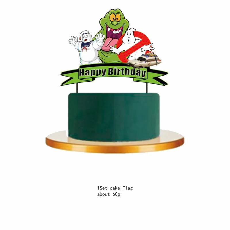 Ghostbuster Balloon Cake Topper Birthday Party Decorations Disposable Tableware Cups Plates Banners Baby Shower Supplies Toy Good Vibrations