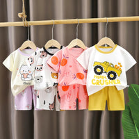 Summer Kids Boys Clothes Set Cartoon 2Pcs Children T Shirt Tops Shorts Kids Loungewear Suit Sports Baby Outfit Set Good Vibrations