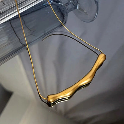 ZAKOL European and American Fashion Stainless Steel Gold Color Collar Bone Chain for Women Fashion Short Necklaces Jewelry Good Vibrations