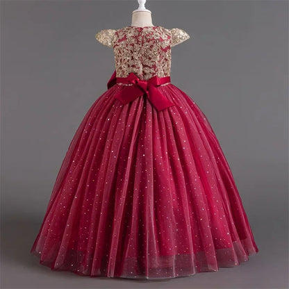 2024 Teen Girls Bridesmaid Flower Dresses for Wedding Elegant Luxury Party Sequin Lace Princess Evening Dress Birthday Prom Gown Good Vibrations